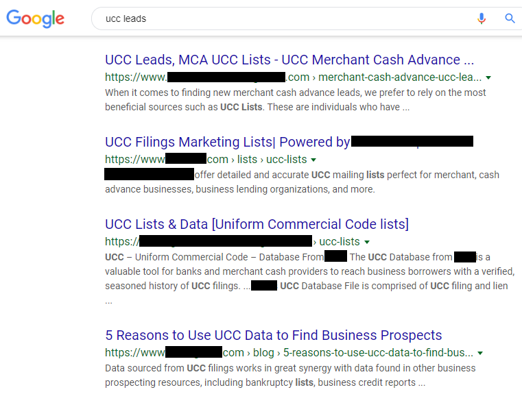 UCC Leads google search